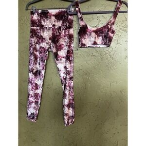 Urban Outfitters Out From Under Velvet Tie-Dye Leggings/Bra Set Purple XS/S